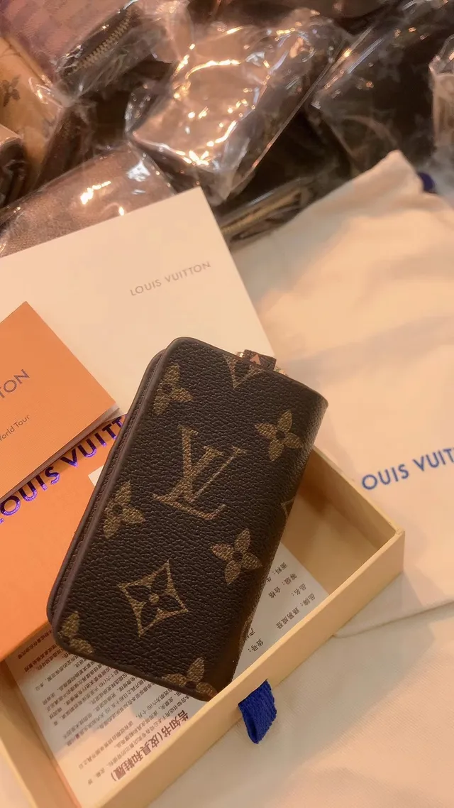 Louis Vuitton Key Holder Brown Beige Monogram Canvas Gold-Tone Hardware Wallet