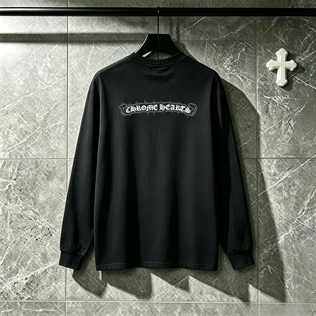 Chrome Hearts Back-Printed Gothic Logo White Long-Sleeve T-Shirt