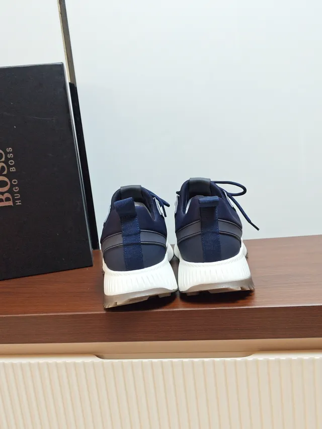 Hugo Boss Navy White Upper Ridged Midsole Lifestyle Sneakers