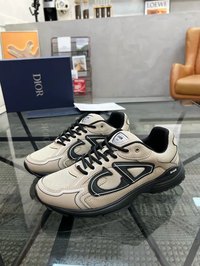 Dior B23 Beige and Black Chunky Sneakers