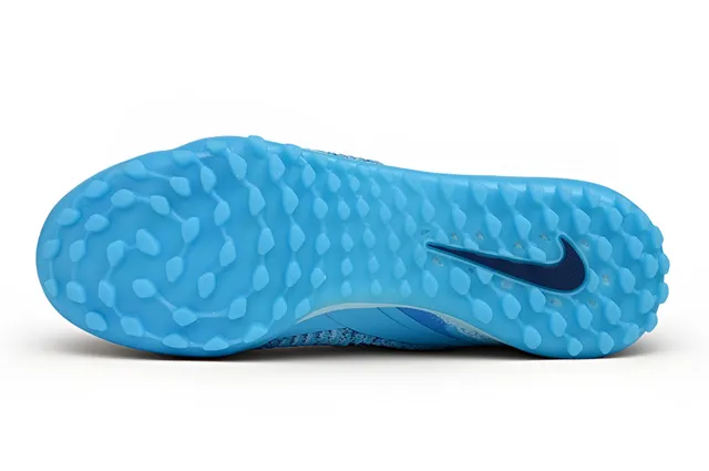 Nike Blue Purple Engineered Knit Upper TPU Cage Overlay Turf Soccer Shoes