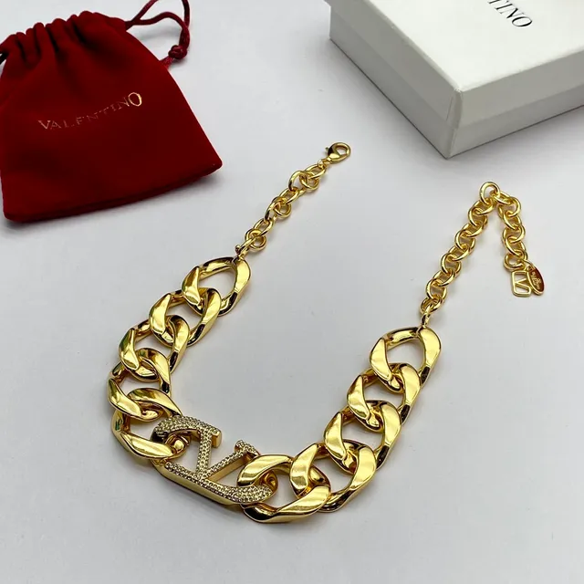 Valentino VLTN Crystal-Paved Chunky Chain Necklace