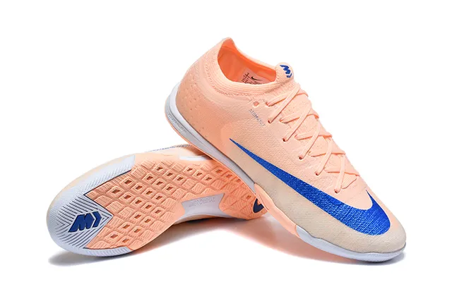 Nike Mercurial Orange Blue Knit Upper Synthetic Overlay Indoor Soccer Shoes