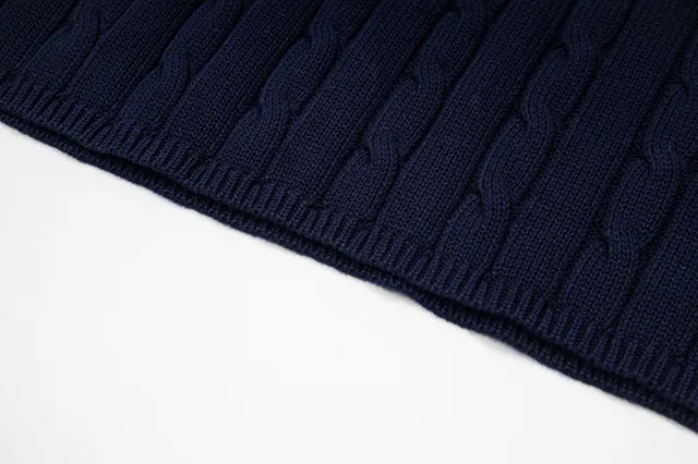 Polo Ralph Lauren Beige Navy Cable-Knit Sleeveless Polo Shirt