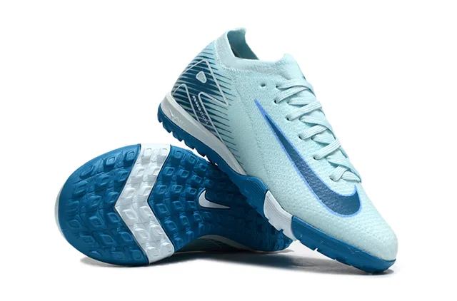 Nike Blue White Knit Upper Low-Cut Silhouette Indoor Soccer Shoes