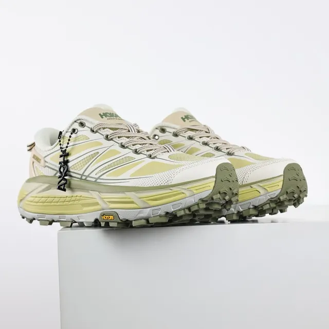 Hoka Mafate Speed Off-White and Pale Yellow Trail Running Shoes