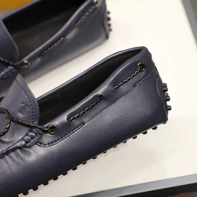 Tod's Loafer Navy Black Leather Braided Rope Bow Loafer