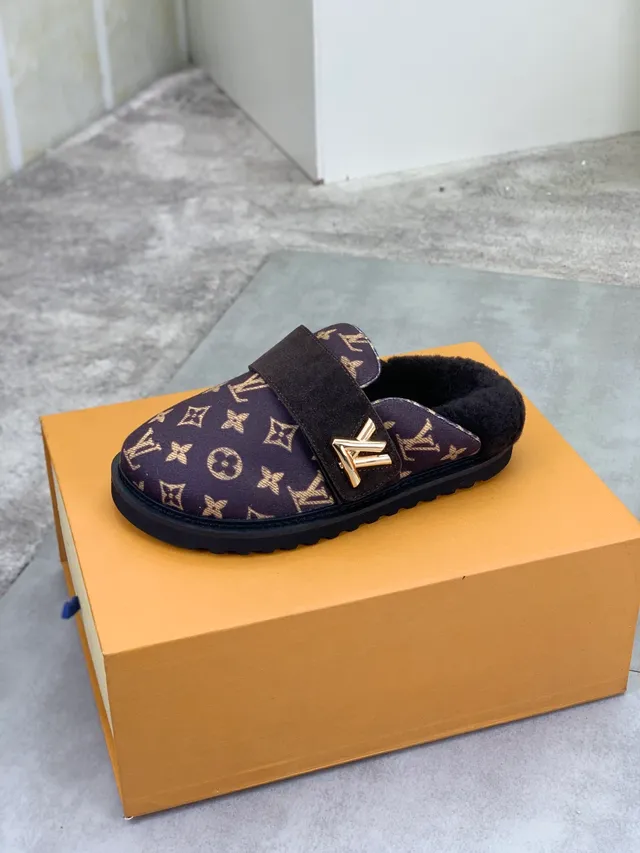 Louis Vuitton Purple Black Monogram Canvas Shearling-Lined Casual Shoes