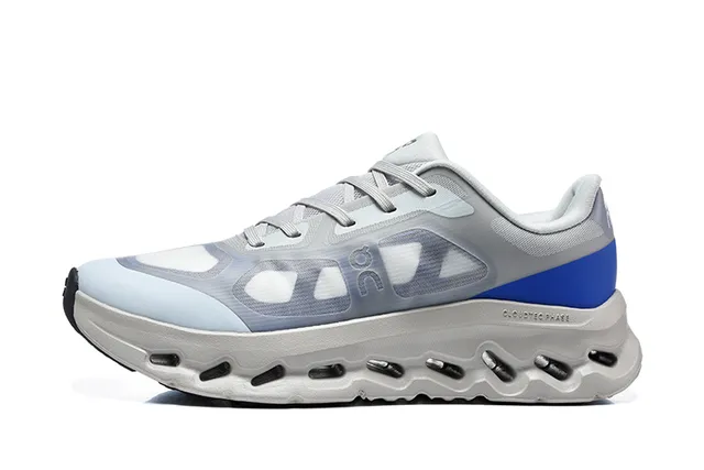 On Black White Engineered Mesh Upper Open Hexagonal CloudTec Pods Running Shoes