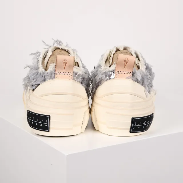 VEJA Beige Gray Fuzzy Textured Upper Sequin Embellishment Sneakers