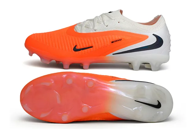 Nike Phantom GT Orange White Knit Upper Asymmetrical Lacing Firm-Ground Soccer Shoes