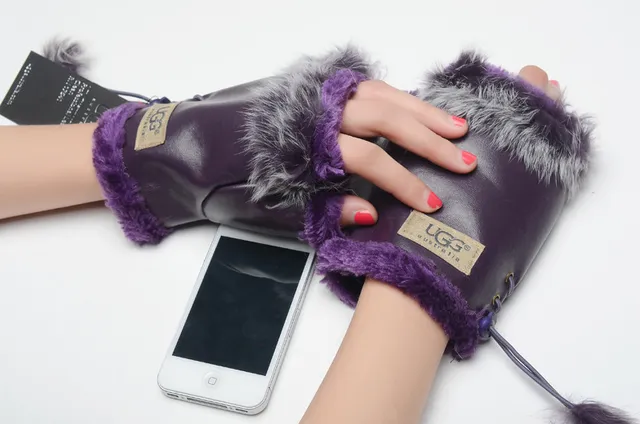UGG Fur-Trimmed Leather Pouch Bucket Bag