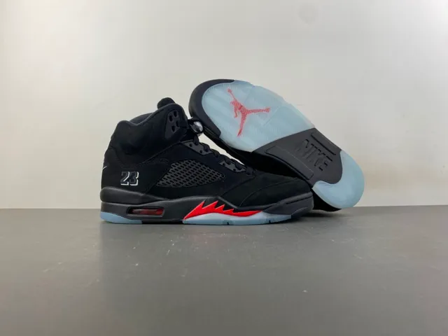 Air Jordan 5 Black Red Lightning Bolt Basketball Shoes