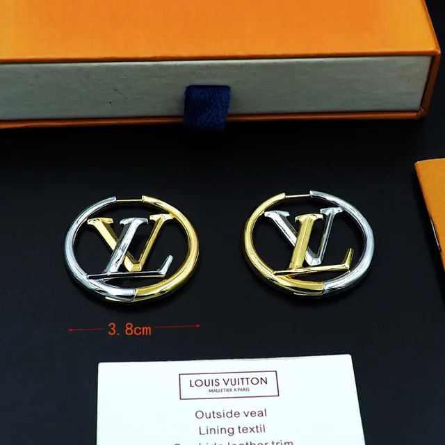 Louis Vuitton LV Circle Hoop Two-Tone Gold Silver Earrings