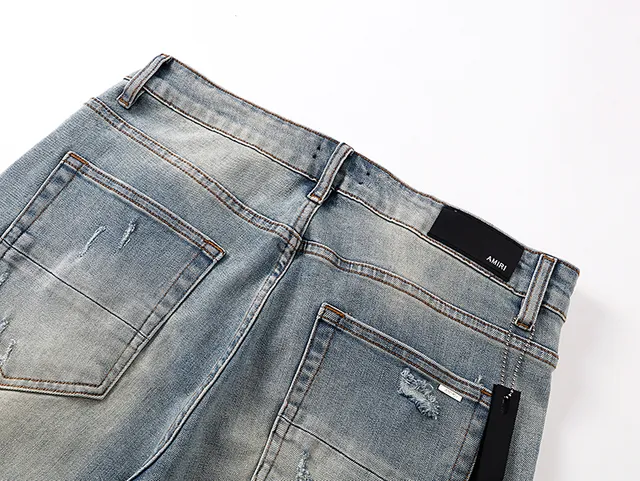 Blue Black Light-Wash Distressed Denim Mid-Thigh Length Shorts