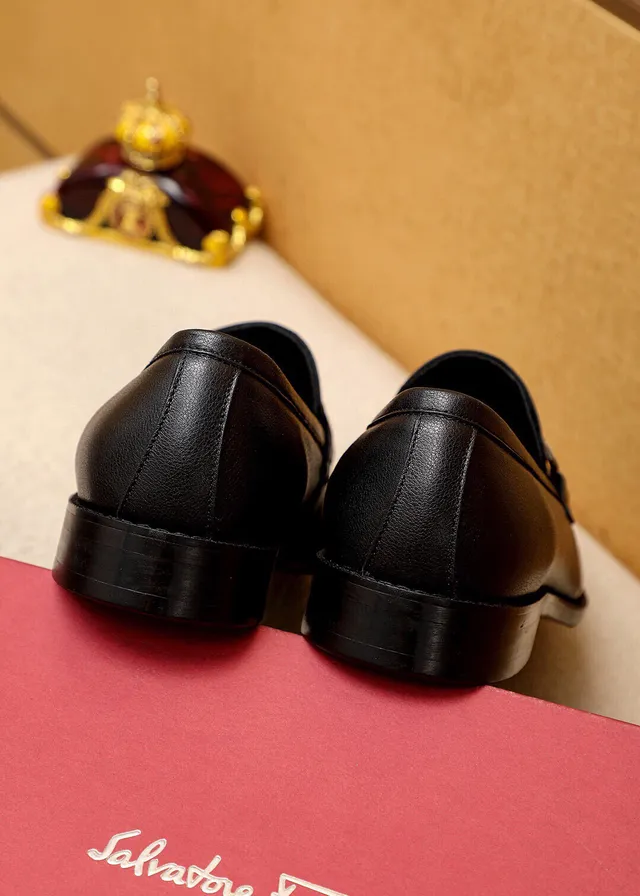 Salvatore Ferragamo Gancini Loafer Black Leather Horsebit Buckle Loafers