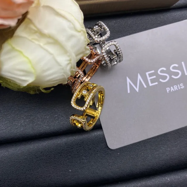 Messika Gold Silver Pavé-Halo Open-Band Ring