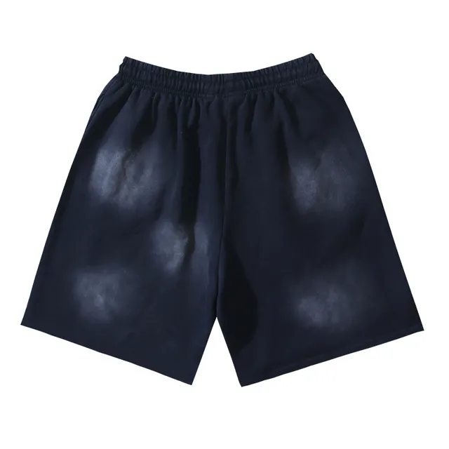 Black Gradient Flame Graphic Drawstring Waist Shorts