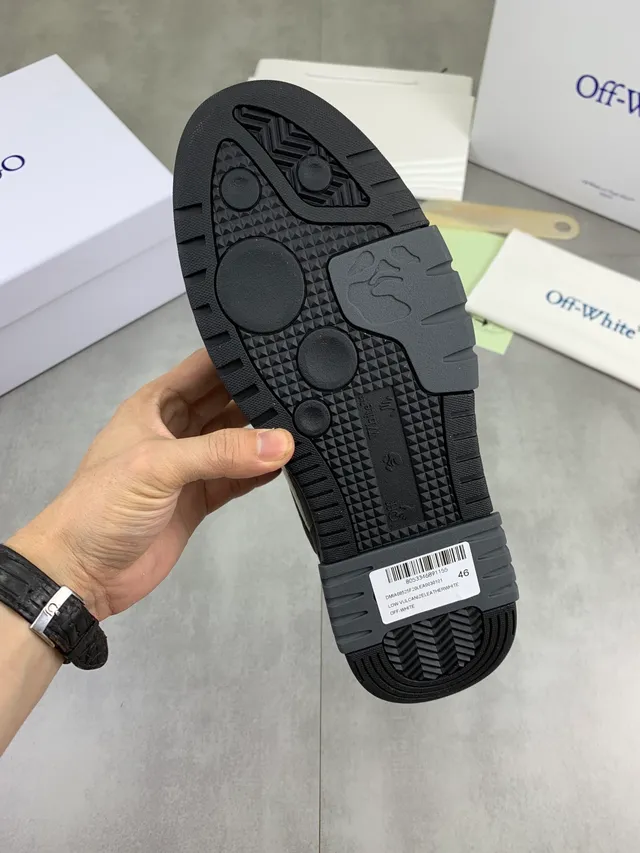 Off-White Black Industrial Design Perforated Toe Lifestyle Sneakers