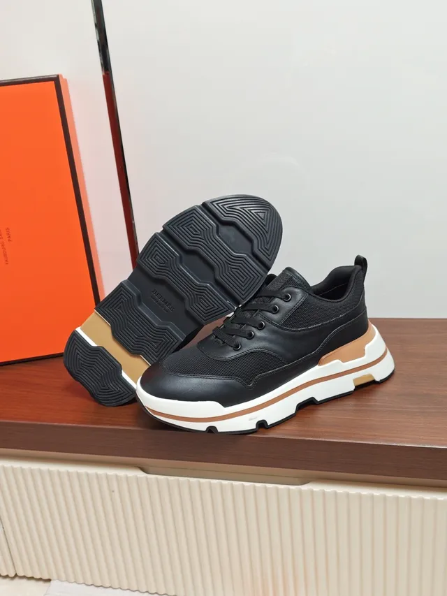 Hermès Black and White Platform Sneaker