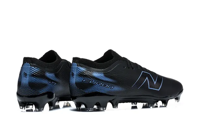 New Balance Furon Black Blue Low-Cut Knit Upper Molded Conical Studs Firm-Ground Soccer Shoes