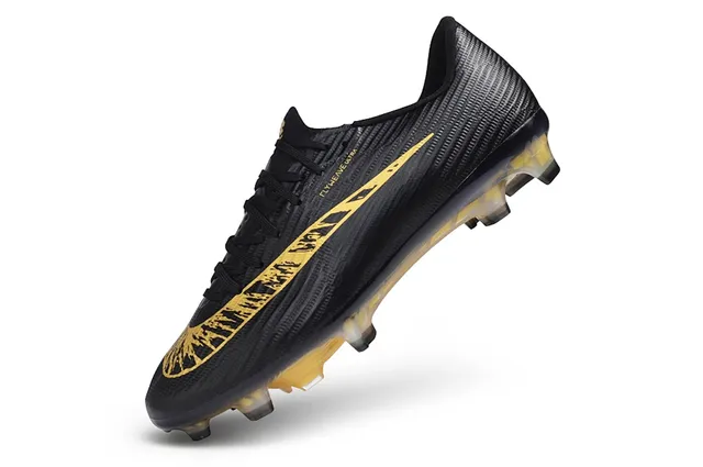 Nike Black Gold Low-Cut Lace-Up Textured Flyweave Upper Firm-Ground Soccer Shoes