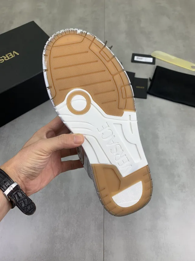 Versace Odissea Metallic Silver Greca Pattern Lifestyle Sneakers