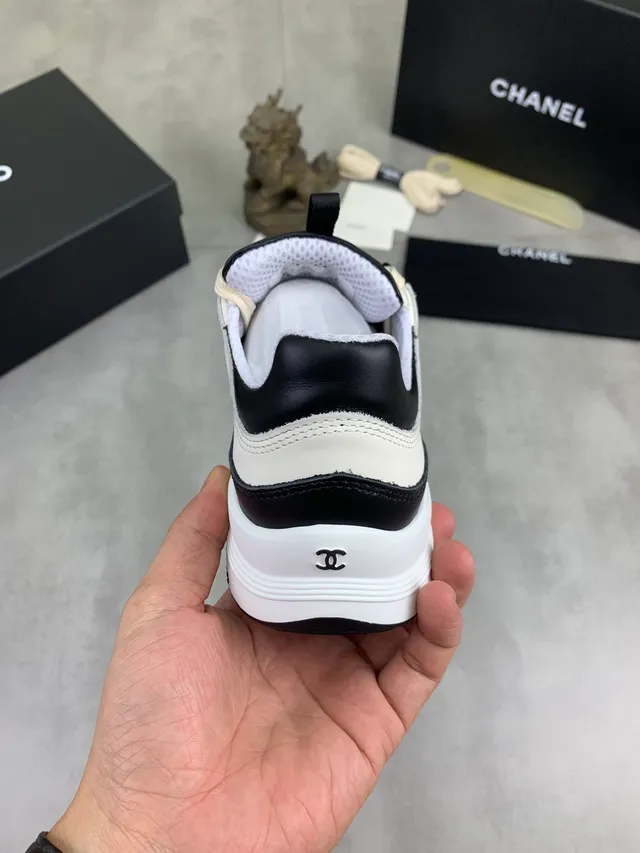 Chanel Runner-Style Dual-Tone Leather and Mesh Chunky Sneaker