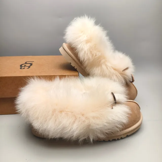 UGG Tasman Beige Suede Shearling-Trimmed Loafer