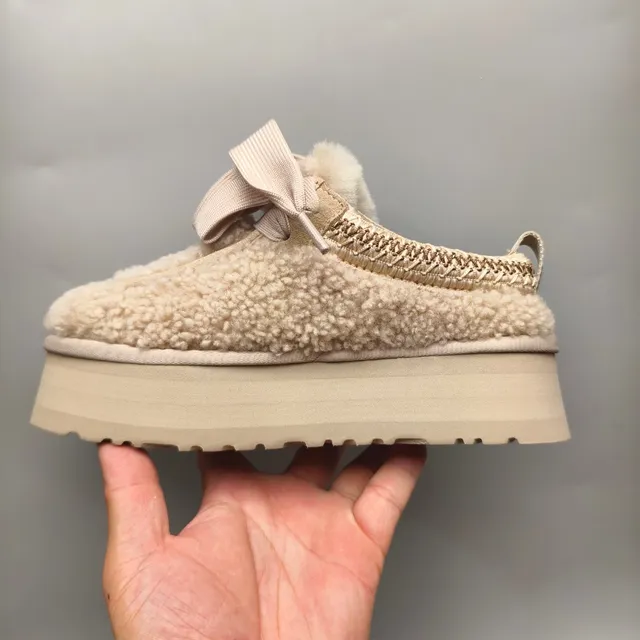 UGG Tasman Beige Shearling Platform Loafer
