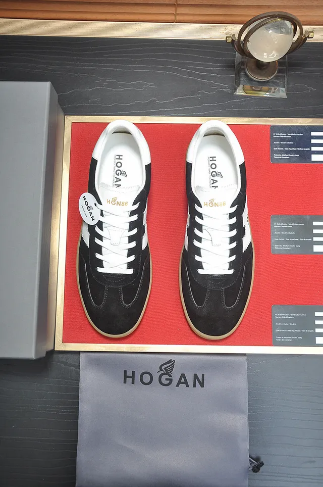 Hogan Black White Suede Upper Gum Sole Lifestyle Sneakers