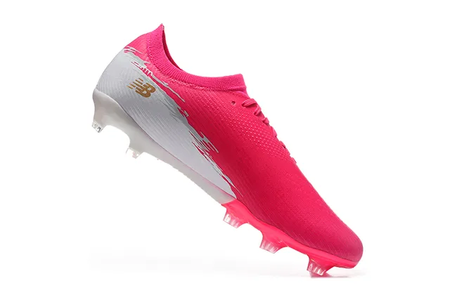 New Balance Furon Pink White Knit Upper Molded Conical Studs Firm-Ground Soccer Shoes