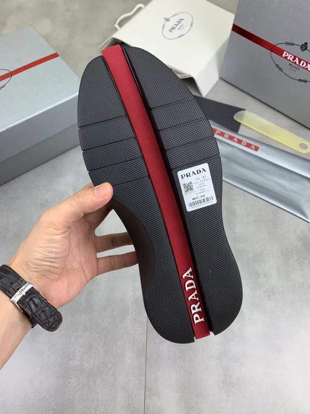 Prada Cloudbust Black Red Matte Monochrome Molded Rubber Sole Lifestyle Sneakers