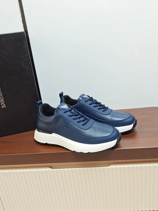 Emporio Armani Navy Leather Lifestyle Sneaker