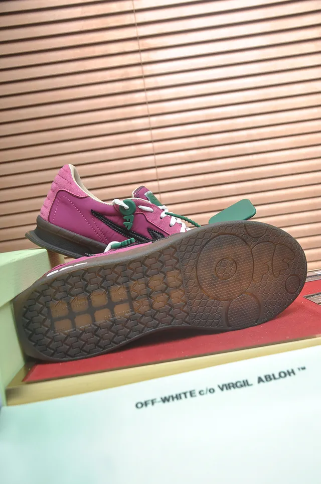 Off-White Pink Suede Green Tag Lifestyle Sneaker