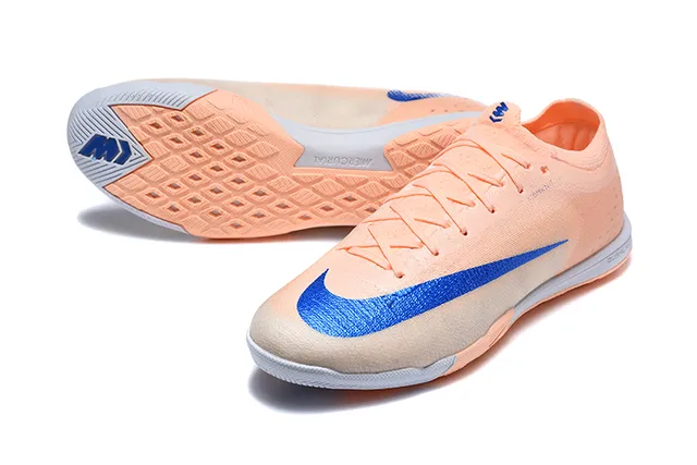 Nike Mercurial Orange Blue Knit Upper Synthetic Overlay Indoor Soccer Shoes