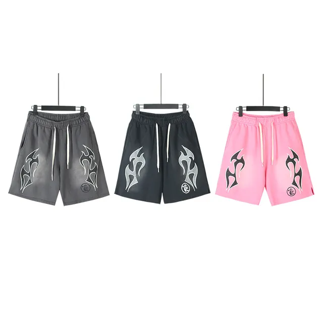 Tribal Flame Graphic Drawstring Shorts