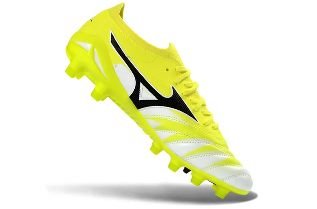 Mizuno Yellow White Low-Cut Synthetic Upper Molded Conical Studs Firm-Ground Soccer Shoes