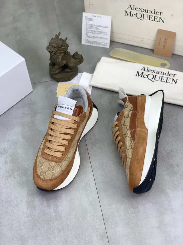 Alexander McQueen Oversized Sneaker Beige Brown Platform Jacquard GG Monogram Chunky Sneakers