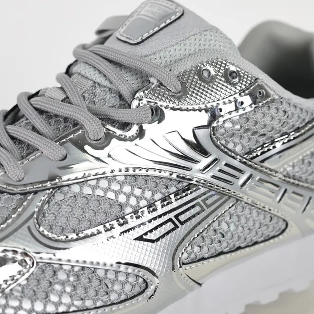 ASICS Silver White Metallic Reflective Overlays Breathable Mesh Upper Lifestyle Sneakers