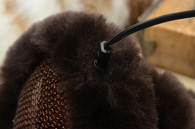 UGG Classic Black Beige Fur-Lined Shearling Interior Beanie