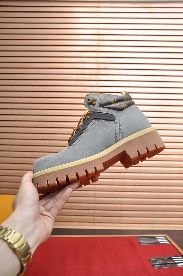 Louis Vuitton Trail Gray Suede and Monogram Work Boots