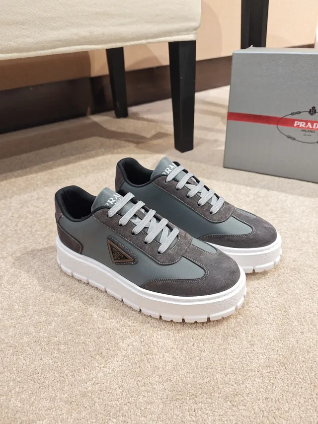 Prada Cloudbust Gray Suede and Textile Chunky Sneakers