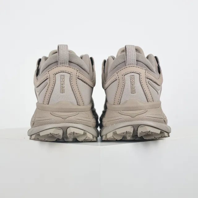 Hoka Beige Perforated Suede Upper Gusseted Tongue Running Shoes