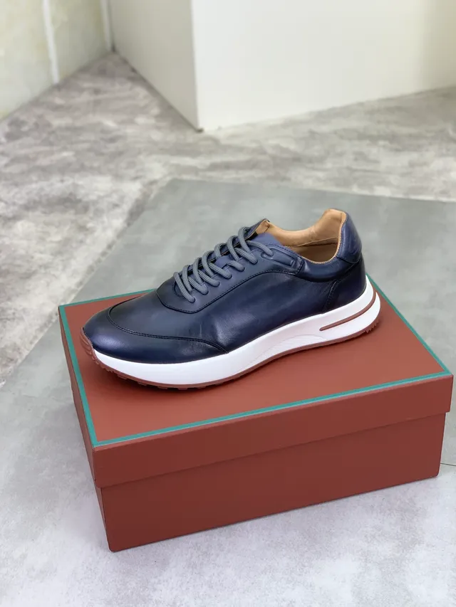 Loro Piana Summer Walk Navy Leather Lifestyle Sneakers