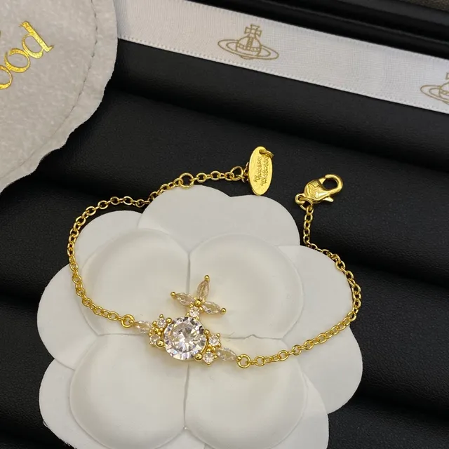 Vivienne Westwood Classic Orb Gold Transparent Chain Pendant Necklace