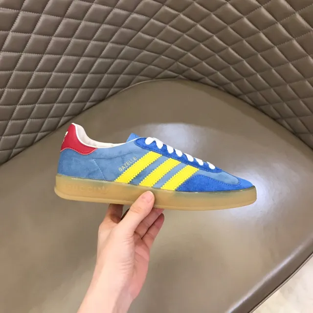 Adidas Blue Yellow Suede Upper Three-Stripe Side Lifestyle Sneakers