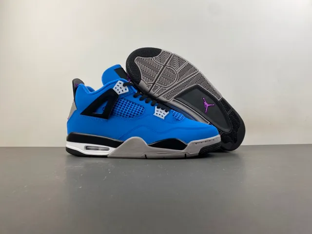 Air Jordan 4 Bright Blue Black Gray Basketball Shoes