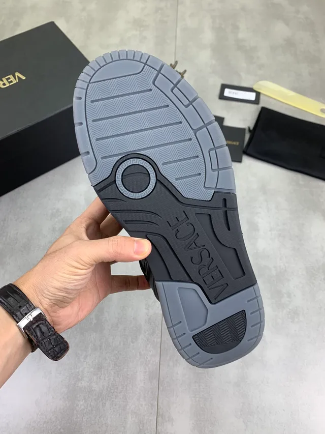 Versace Odissea Black and Brown Greca Pattern Lifestyle Sneakers