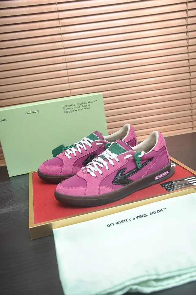 Off-White Pink Suede Green Tag Lifestyle Sneaker